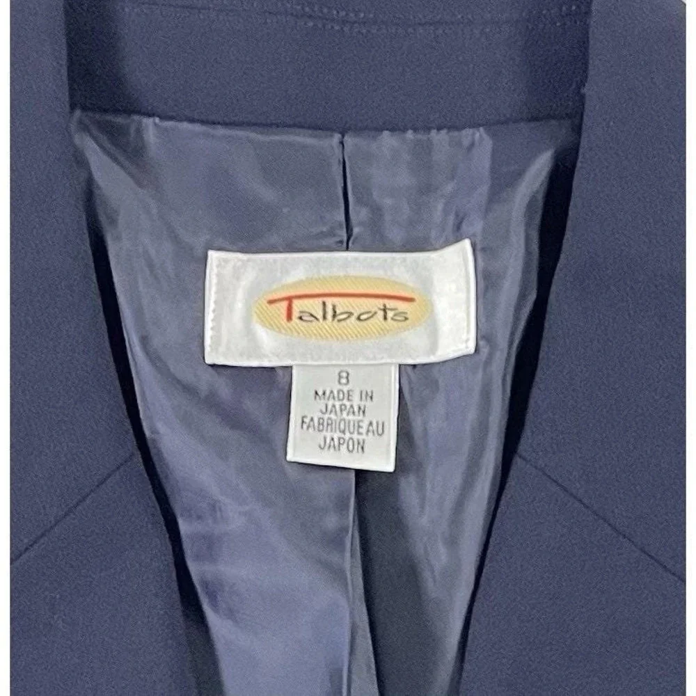 Vintage 90s Talbots Wool Blazer Navy Blue Gold Button‎ Old Money Preppy Womens 8